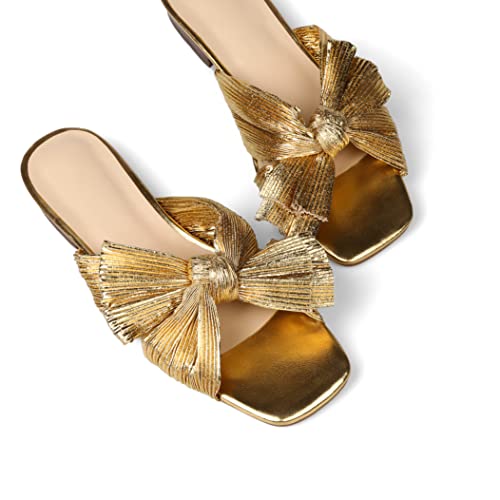 MICIFA WOMEN'S BOW FLAT SANDALS OPEN TOE SUMMER COMFORT SLIP-ON - SIZE: 8.5 - Like New