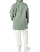 AMAZON ESSENTIALS WOMEN's TEDDY BEAR FLEECE OVERSIZED JACKET SIZE MEN M - SAGE - Like New
