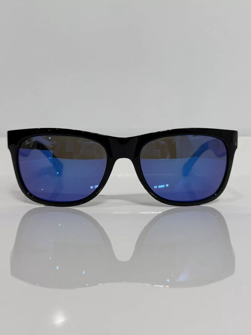 MAUI JIM MJ 736-02 CA BLACK FRAME UNISEX ACETATE BLUE POLARIZED LENSES 57MM - Like New