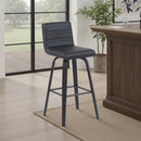 ARMEN LIVING VIENNA MODERN SWIVEL 30" BAR HEIGHT BARSTOOL BLACK FAUX LEATHER - Like New