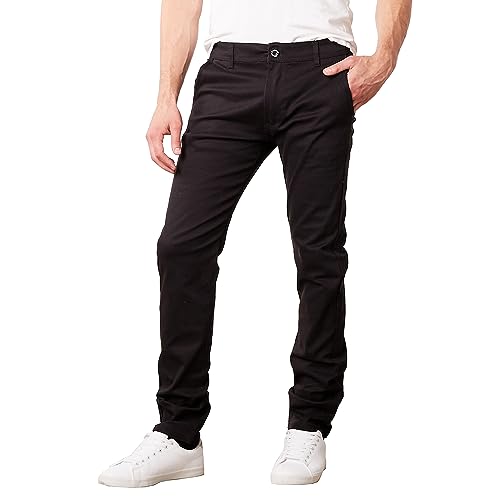 GALAXY BY HARVIC MEN'S FLEX STRETCH SLIM FIT CHINO PANTS MEN 40/30 - BLACK - Brand New