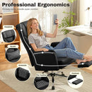KERDOM ERGONOMIC BIG OFFICE LEATHER CHAIR EXPANDABLE ARMS RECLINING - BLACK - Like New