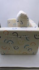 FunPage Child's Folding Sofa - Convertable to Loger Sofa - Cream Smiley Faces - Brand New