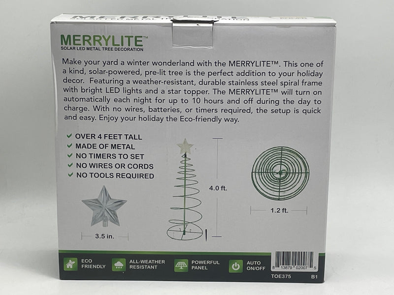 TOUCH OF ECO SOLAR 2PACK LED METAL CHRISTMAS TREE OUTDOOR, 4 FEET - WARM WHITE - Like New