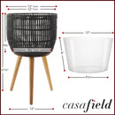 CASAFIELD LARGE BLACK RATTAN ROUND INDOOR PLANTER BASKET STAND - BLACK - Like New