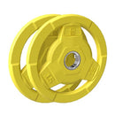 FAGUS H COLOR CODED WEIGHT PLATE 2-INCH RUBBER OLYMPIC GRIP PLATE PAIR YELLOW - Like New