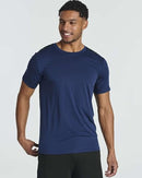 REAL ESSENTIALS 5 PACK: MEN'S DRY FIT T SHIRTS CREW NECK ATHLETIC GYM - L - Brand New