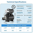 Lanchez 1.6 HP Shallow Well Pump with Pressure Tank B088K62G42 - NEW - Brand New