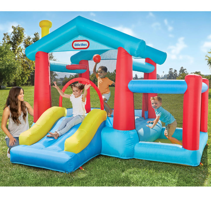 LITTLE TIKES INFLATABLE PLAY HOUSE BOUNCER WITH SLIDE & EXTENDED PLAY AREA - Like New