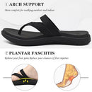 COFACE WOMENS FASHION FLIP FLOPS WITH COMFORTABLE ARCH SUPPORT - SIZE 9 BLACK - Brand New