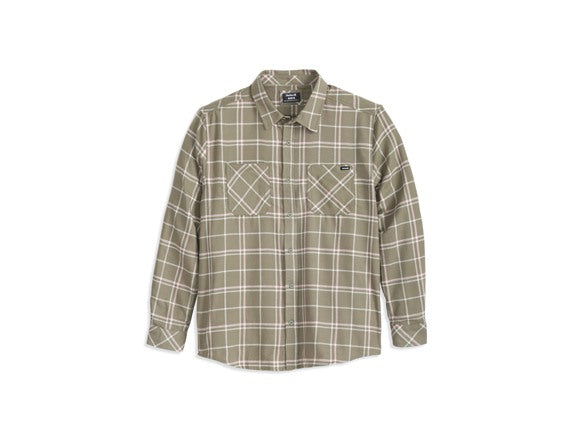 HURLEY MEN'S FLANNEL BUTTON UP SHIRT - SIZE: MEN L - OLIVE/KHAKI - Brand New