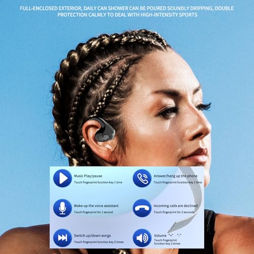 DOCOOLER WIRELESS EARBUDS BT5.3 EARHOOK EARPHONE SWEATPROOF JR04 - BLACK/WHITE - Like New