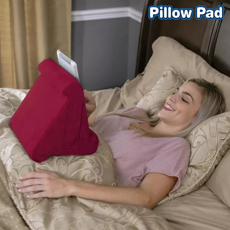 ONTEL BURGANDY PILLOW PAD TABLET STAND, 3 VIEWING MULTI-ANGLE - BURGUNDY - Like New