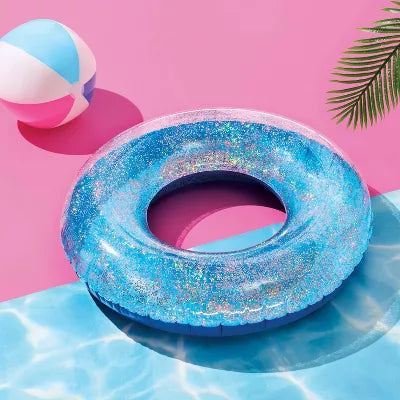 SUN SQUAD 42" RING TUBE - SLIVER GLITTERING/LIGHT/DARK BLUE - Like New