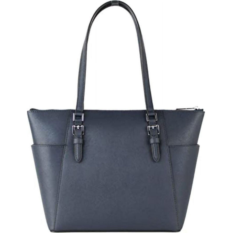 MICHAEL KORS WOMENS CHARLOTTE LARGE TOP ZIP TOTE - NAVY/SILVER HARDWARE - Brand New