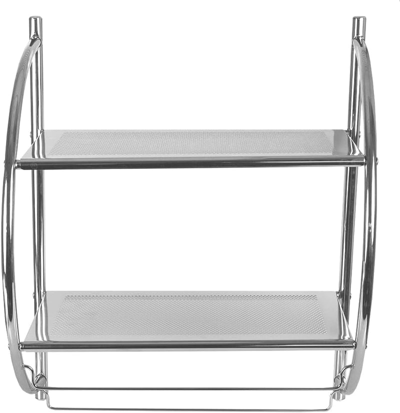 Home Basics BS10105 2-Tier Bath Shelf With Towel Bars - Chrome Like New