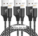 iPhone Charger 3Pack 10FT Braided Lightning Cable Fast Charging - Black/White Like New