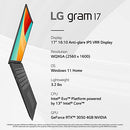 LG GRAM 17” WQXGA I7-1360P 32GB 2TB SSD RTX 3050 17Z90R-A.ADB9U1 - BLACK - Like New