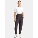 AVIA WOMEN'S SCUBAKNIT PLEAT JOGGERS POCKETS - SIZE: WOMEN M - SANDWASHED BLACK - Brand New