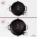 CUISINEL PRE-SEASONED CAST IRON DUAL HANDLE SKILLET 10" & 12" Like New