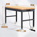 HEIGHT ADJUSTABLE WORKBENCH WHEELS 48" X 24" 2000 LBS CAPACITY SOLID - NUTURAL - Like New