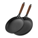 LAMFO CAST IRON SKILLETS, 10 INCH/12 INCH NON STICK FRYING PANS, 2 PIECE - BLACK - Like New
