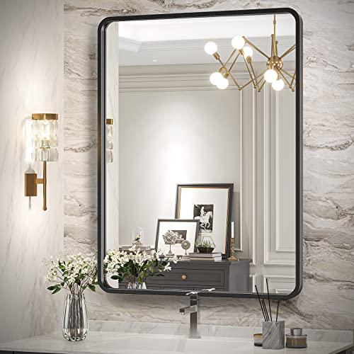 Brightify Black Bathroom Mirror 20" x 28" Rectangular Framed Mirror SY3035-20X28 - Like New