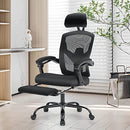 AFO ERGONOMIC OFFICE CHAIR HIGH BACK LUMBAR PILLOW RETRACTABLE FOOTREST - BLACK - Like New