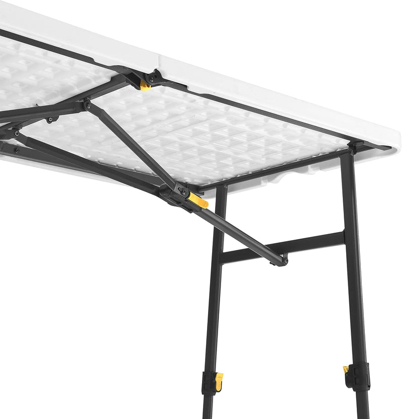 LIVING AND MORE 4FT HEIGHT ADJUSTABLE HALF FOLDING TABLE CARRYING HANDLE - WHITE - Like New