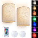 Pesuten RGB LED Wall Sconce Fabric Shade Remote Controlled Set of 2 WL-USB2 - Like New