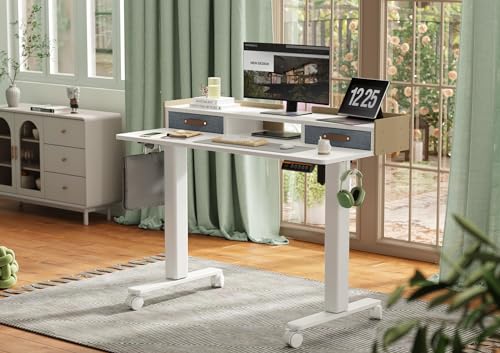 YDN Electric Standing Desk, Adjustable Height, 48x24 Inches, White Top - Like New