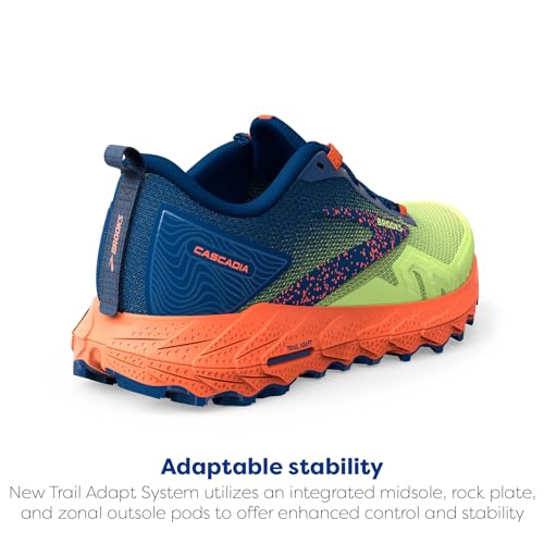 BROOKS MEN’S CASCADIA 17 TRAIL RUNNING SHOE - GREEN/NAVY/FIRECRACKER - 13 US - Like New