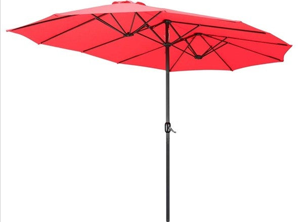 YESCOM UMBRELLA 15 X 9 FT PATIO DOUBLE-SIDED PATIO UMBRELLA - RED - Like New