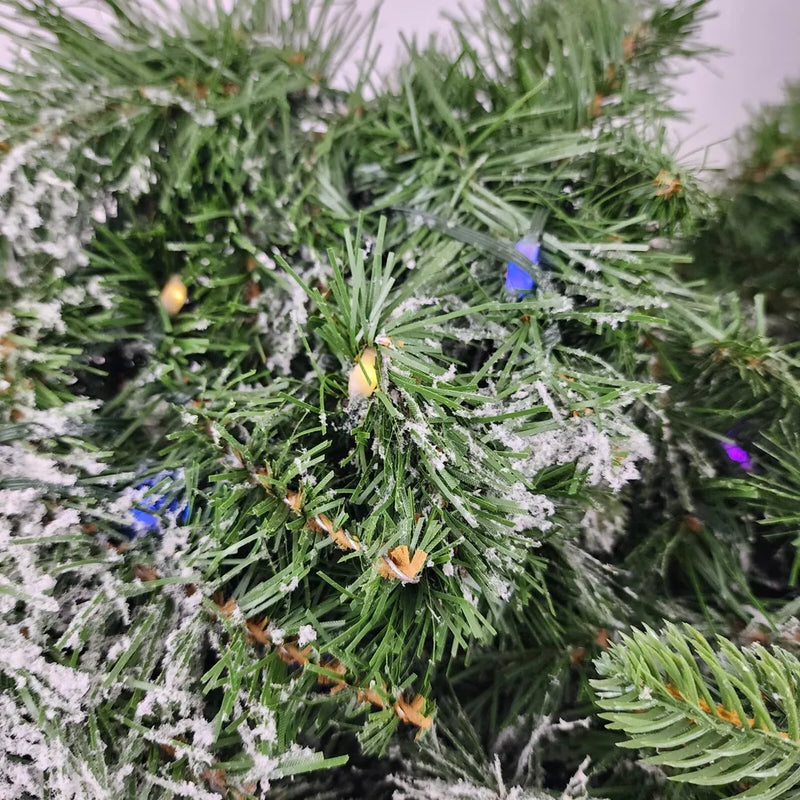 HOME REFLECTIONS 9' FLOCKED FAIRY LIGHT COLOR FLIP GARLAND USB CHARGING - GREEN - Like New