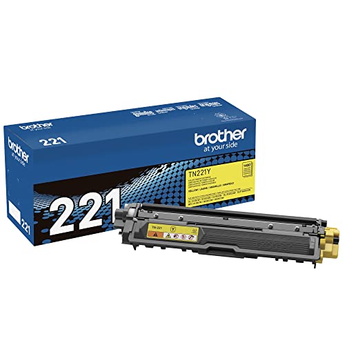 Brother Genuine Standard Yield Toner Cartridge TN221Y, Yellow Toner - Brand New