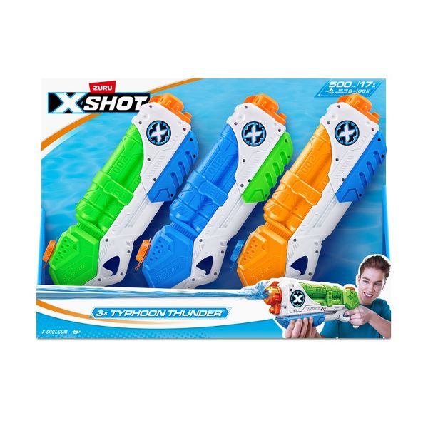 ZURU XSHOT WATER TYPHOON THUNDER TOY WATER BLASTER 3 PACK BY ZURU - MULTI - Brand New