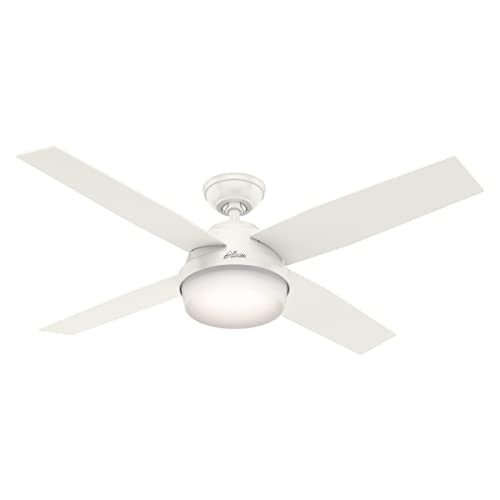 Hunter 52" Outdoor, Indoor Ceiling Fan with LED Light, 4 Blades, 59252 - White - Like New