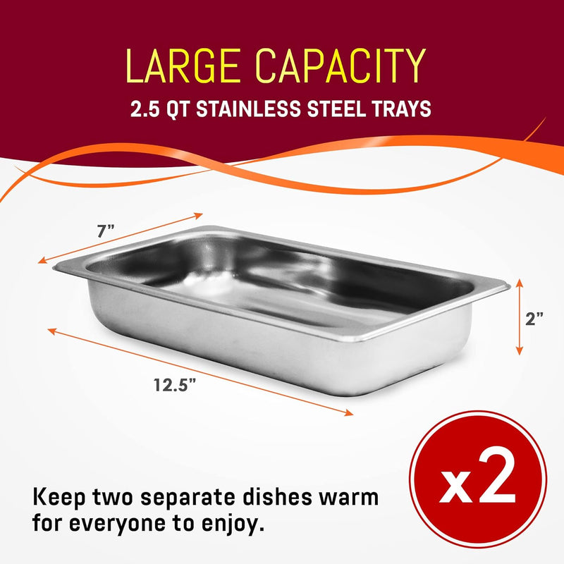 Elite Gourmet Dual 2 x 2.5 Qt. Trays EWM-6122 - Stainless Steel - Like New