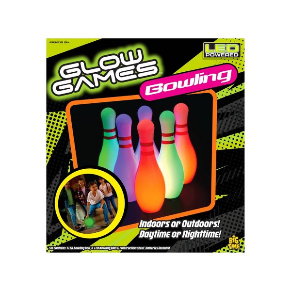 GLOW GAMES LED GLOW LAWN BOWLING SET - 7PC: OUTDOOR GAME WITH LIGHTS FOR AGES 4 - Brand New