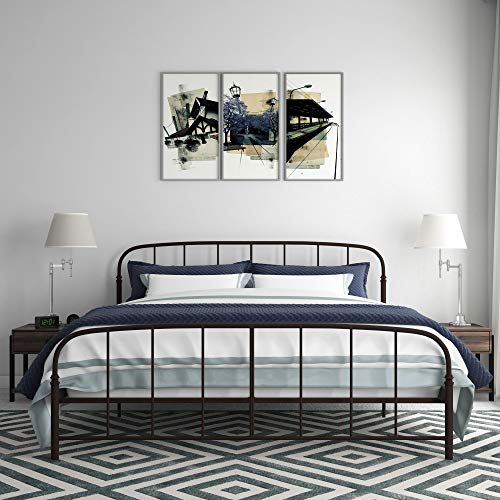 DHP LAFAYETTE METAL KING SIZE BED WITH RUSTIC  CURVED HEADBOARD 4332349 - BRONZE - Like New