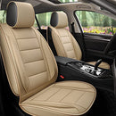 Universal Faux Leather Car Seat Covers Front Pair MARVLOSV, Anti-Slip, Beige - Like New
