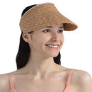 SUN CUBE WOMEN SUN VISOR HAT STRAW BEACH HAT WIDE BRIM UV PROTECTION BROWN - Like New