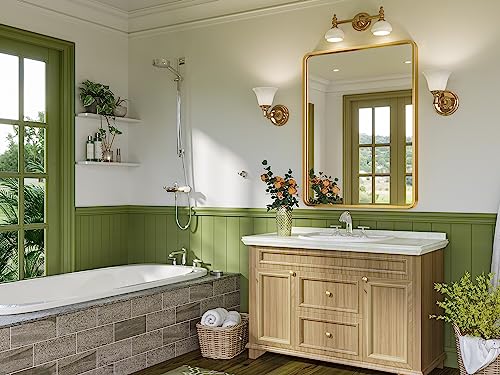 Brightify Gold Bathroom Mirror 24x36 Inch Rectangular Framed Mirror - Gold - Like New