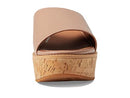FITFLOP ELOISE CORK-WRAP LEATHER WEDGE SLIDES - SIZE: WOMEN 8 (AU/UK W6) - BEIGE - Like New