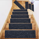 ESUPPORT NON-SLIP STAIR TREADS CARPET MAT RUG 8 * 30" LEAF PATTERN - GRAY - Brand New