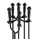 Yaheetech 5Pcs Fireplace Tools Set Wrought Iron - Black - Brand New