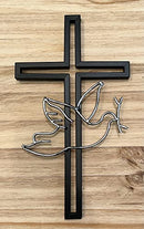 Top Brass Large Metal Dove of Peace Wall Cross - Black/Silver - Like New