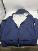 Q-ACTIVE MEN'S MODERN FIT SHERPA LINED FLEECE ZIP-UP HOODIE, LARGE, NAVY, 322442 - Brand New