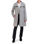 353SY221 COLE HAAN SOFT CONVERTIBLE COLLAR BUTTON UP FORMAL COAT LIGHT GRAY 6 - Like New