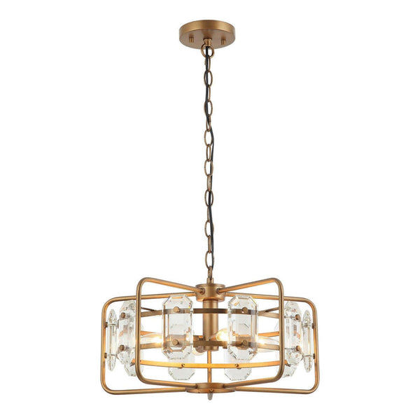 PARROT UNCLE 4-LIGHT GOLDEN OR BLACK MODERN CRYSTAL PENDANT LIGHT - GOLD - Like New